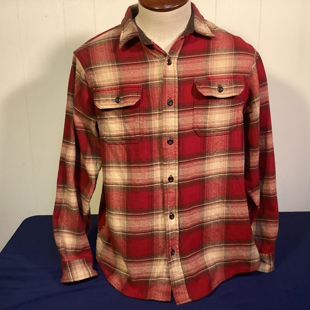 Men’s Orvis Flannel Plaid Shirt Jacket with side pockets mens size medium